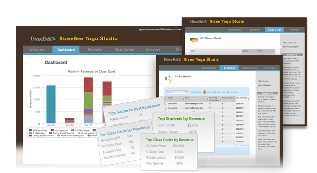BizeeBee screenshots for demo page